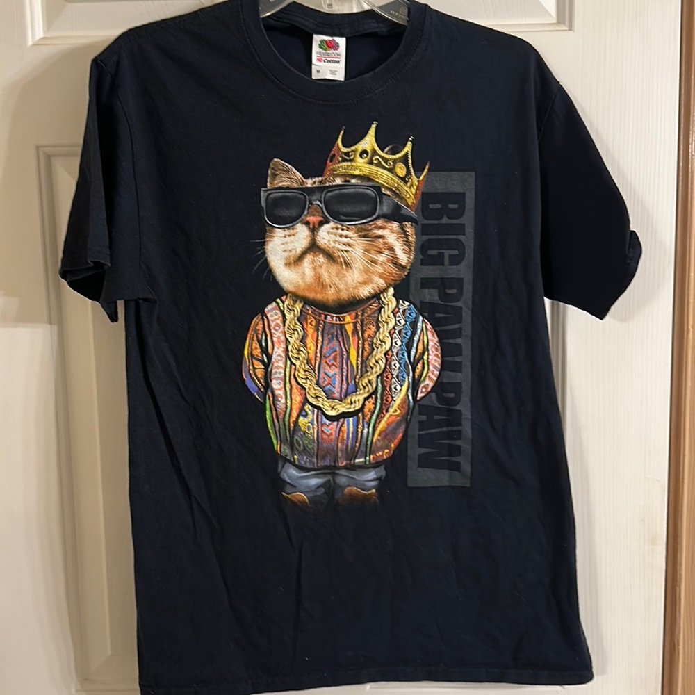 Men’s T-shirt Big Paw Paw King Cat with Chain